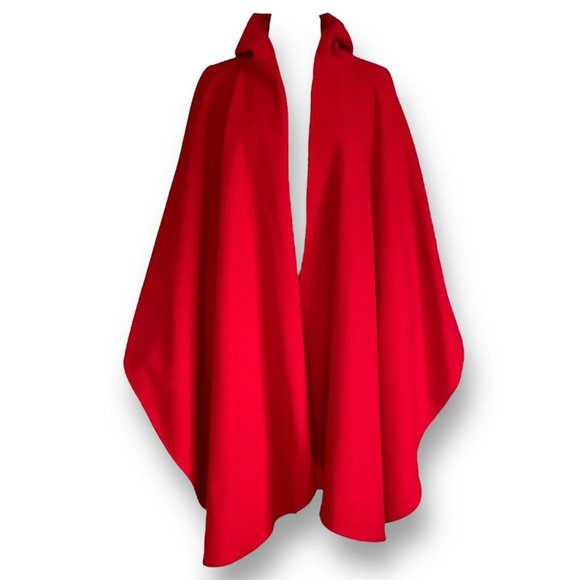 Coloratura Vintage Womens Cape O/S Red Wool Hooded Forestgore Cottagecore Goth - Picture 2 of 9